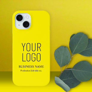 Coque Pour iPhone 15 Votre logo et nom d'entreprise etc. Jaune vif