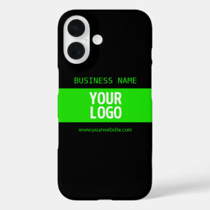 Coques iPhone 16 Votre logo ou image   Noir et vert brillant