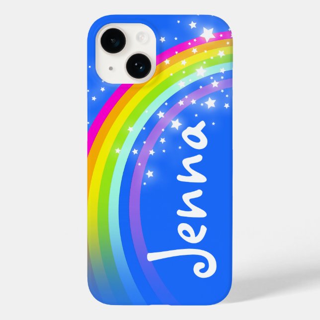 Coques Case-Mate iPhone Votre nom 5 lettre arc-en-ciel bleu (Verso)
