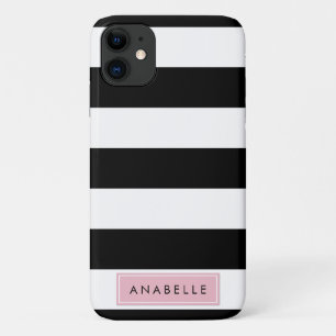 Case-Mate iPhone Case Votre nom - Grilles (Lignes parallèles) - Rose noi