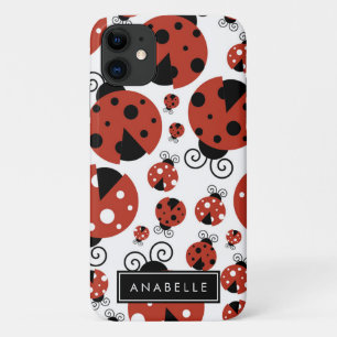 Case-Mate iPhone Case Votre nom - Ladybugs, Ladybirds - Red Black