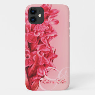 Coque iPhone 11 Votre nom Orchidée rouge floral