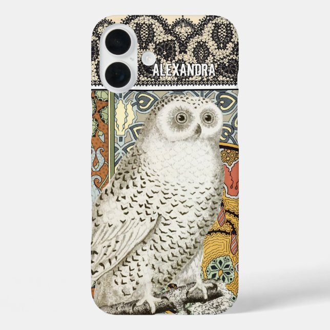 Coques Case-Mate iPhone Votre nom ou citation Chouette Fluale Damas (Verso)