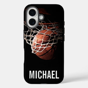 Coques iPhone 16 Votre nom personnalisable Basketball Artwork
