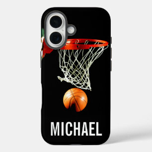 Coques iPhone 16 Votre nom personnalisable Basketball Artwork