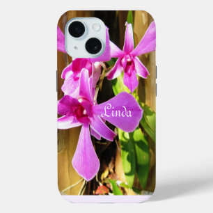 Coque Pour iPhone 15 Votre orchidée rose design
