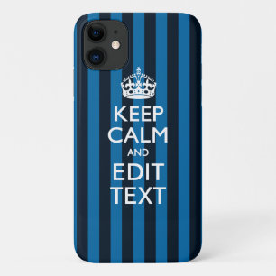 Coques Pour iPhone Votre texte sur Garder le style Bleu Stripes Calme
