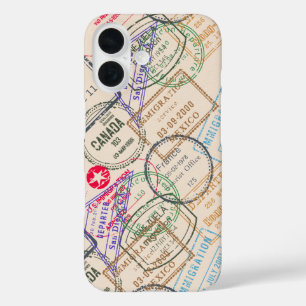 Coques iPhone 16 Voyage de timbres de passeport