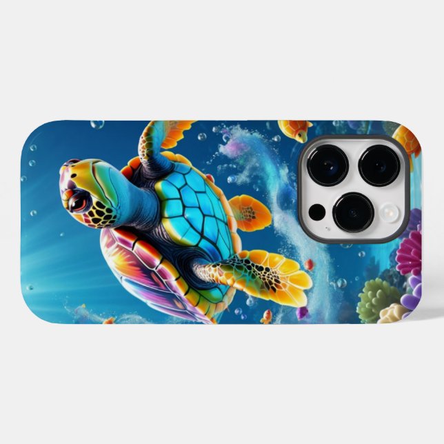 Coques Case-Mate iPhone Voyage de tortue à travers un océan de gelée étinc (Verso (horizontal))