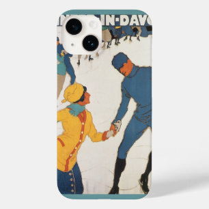 Coque Pour iPhone 14 Voyage Vintage, Art Déco, Hiver Davos Suisse