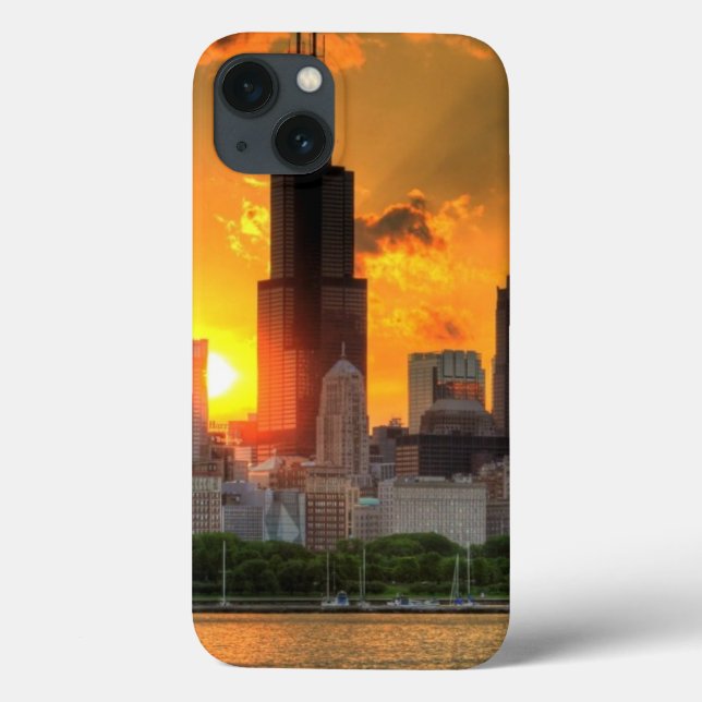 Coques Case-Mate iPhone Vue de l'horizon de Chicago d'Adler (Verso)