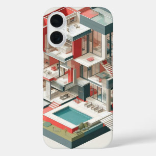 Coques iPhone 16 vue sur couloir d'une maison moderne.