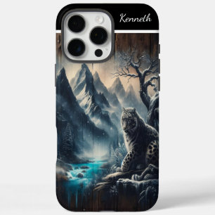 Coques iPhone 16 Pro Max Vue sur la montagne du léopard des neiges