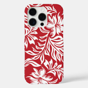 Coques iPhone 16 Pro Waikiki Hibiscus Pareau hawaïen Rouge floral