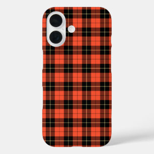 Coques iPhone 16 Wallace Tartan Orange et Noir Plaid
