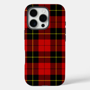 Coques iPhone 16 Pro Wallace tartan rouge noir plaid