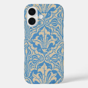Coques iPhone 16 Walter Crane Vintage Art de Graines et Fleurs Bleu