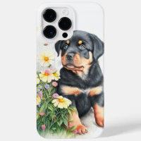 WATERCOLOR BLACK TAN ROTWEILLER PUPPY DOG