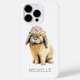 Coque Pour Pour iPhone 14 Pro Max Watercolor Floral Bunny Rabbit Personalized