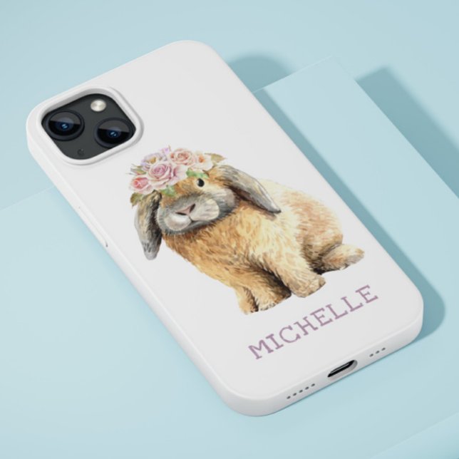 Coques Case-Mate iPhone Watercolor Floral Bunny Rabbit Personalized (Créateur téléchargé)