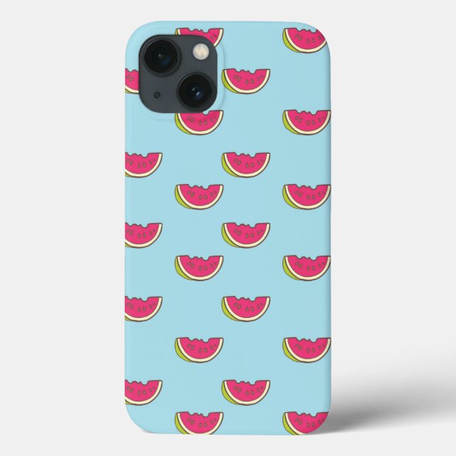 Coques Case-Mate iPhone Watermelon Slices on Teal Pattern (Verso)