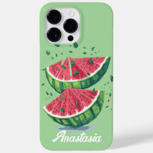 Coque Pour Pour iPhone 14 Pro Max Watermelon Tropical Fresque Custom Vert et rose