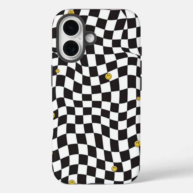 Coques Case-Mate iPhone  Wavy Checkerboard Smiley Streetwear Case (Verso)