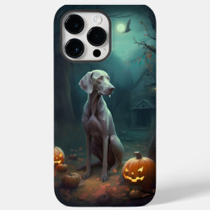 Coque Pour Pour iPhone 14 Pro Max Weimaraner d'Halloween avec citrouilles Épouvantab
