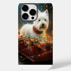 Coque Pour Pour iPhone 14 Pro Max West Highland White Terrier Festif de Noël