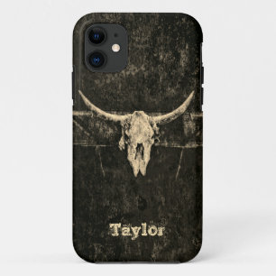 Case-Mate iPhone Case Western Bull Skull Pays Sepia Black Old Rustic