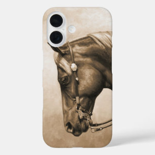 Coques iPhone 16 Western Ranch Horse Vieux Photo Sepia