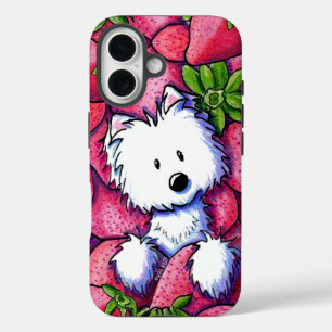Coques iPhone 16 Westie de fraises KiniArt