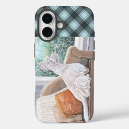 Coques iPhone 16 Westie regardant par une fenêtre