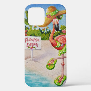 Case-Mate iPhone Case Whimsical Beach Babe Flamant rose No. 2 Aquarelle 