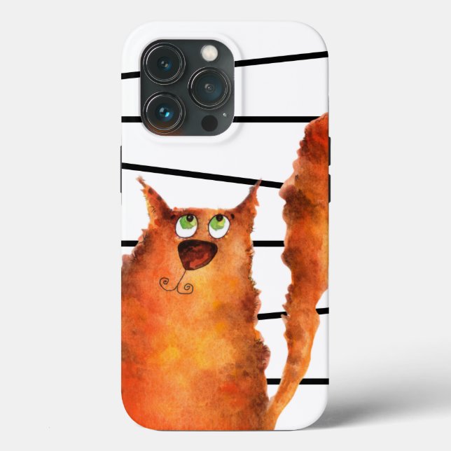 Coques Case-Mate iPhone Whimsical Curious Chat sur les rayures Motif (Verso)