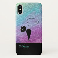Whimsical Funny tendance chat noir damask