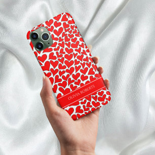 Coque Pour iPhone 14 Whimsical Red Hearts Valentine's Day Personnalisé