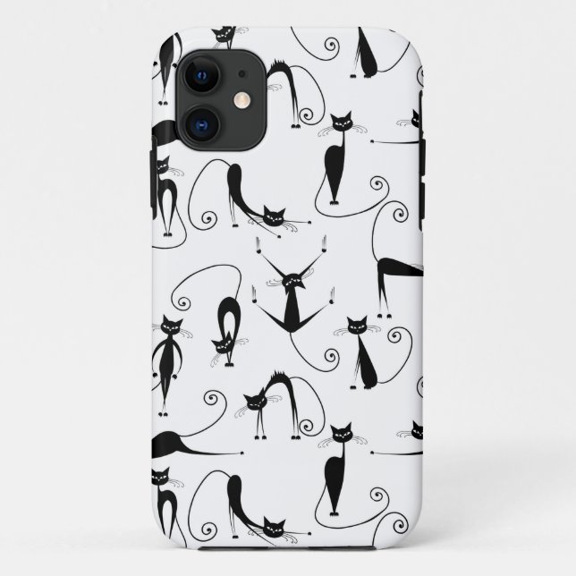 Coques Case-Mate iPhone Whimsical Skinny Motif de chat noir (Dos)