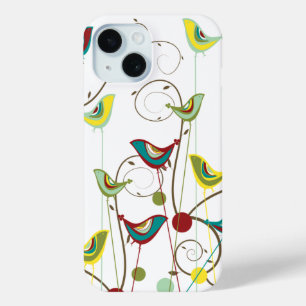 Coque Pour iPhone 15 Whimsical Summer Birds Flacons Branches Moderne Ch