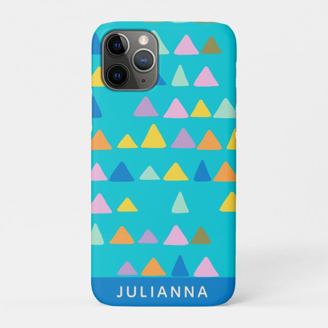 Coques Case-Mate iPhone Whimsical Triangle Motif Turquoise Personnalisé (Dos)