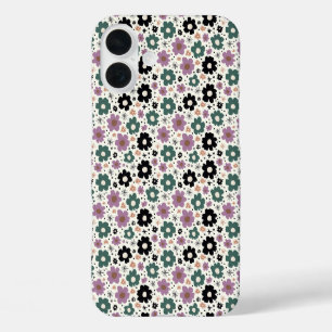 Coques iPhone 16 Plus Whimsy à fleurs vertes et violettes
