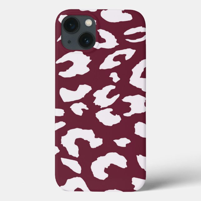 COQUES Case-Mate iPhone WHITE CHEETAH PRINT PHONE CASE - BURGUNDY BACKGROU (Verso)
