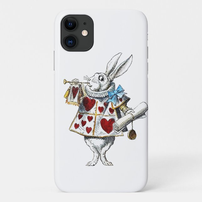 Coques Case-Mate iPhone White Rabbit Alice Wonderland Hearts (Dos)
