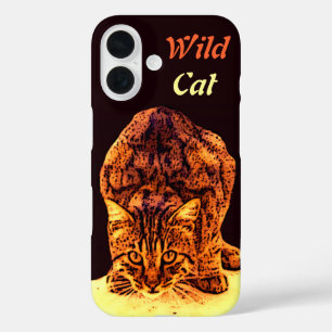 Coques iPhone 16 WILD CAT KITTEN Jaune Brown