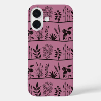Coques iPhone 16 Wild Meadows Minimal Botanical Plants Silhouette