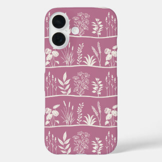 Coques iPhone 16 Wild Meadows Minimal White Botanical Silhouette