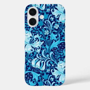 Coques iPhone 16 William Morris Iris et Lily, Indigo Blue & White