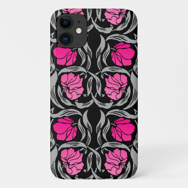 Coques Case-Mate iPhone William Morris Pimpernel, Fuchsia Pink et Black (Dos)