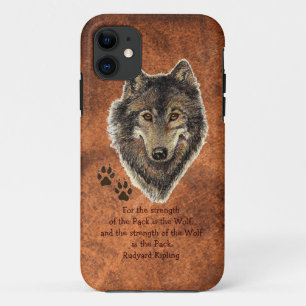 Coque iPhone 11 Wolf aquarelle d'origine, suit la force de famille