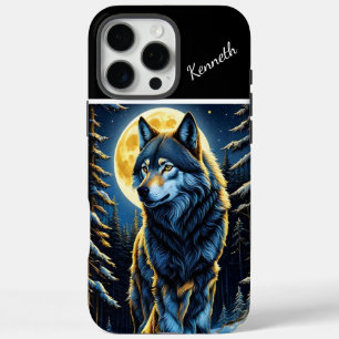 Coques iPhone 16 Pro Max Wolf Howling to Bright Moon